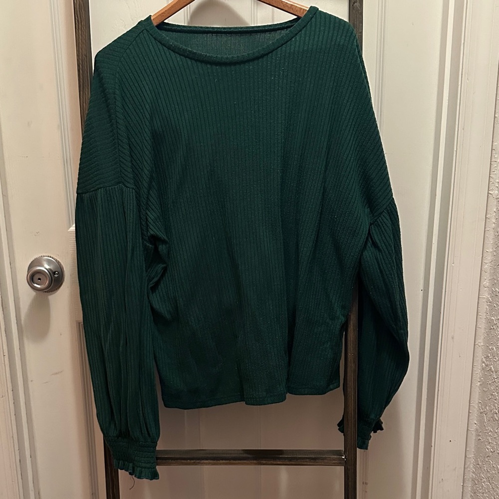 SHEIN Curve Forest Green Knit Top